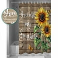 thumbnail image 4 of Sunflower Shower Curtain, 72" x 72", You Are My Sun Shine Vintage Brown Wood Board Waterproof Bathroom Curtain Washable Shower Curtain Set with 12 Hooks, 4 of 6