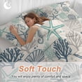 thumbnail image 5 of Blue Teal Coastal Bedding 3 Piece Duvet Cover Set Twin Size, Summer Beach Starfish Coral Nautical Rustic Soft Microfiber Comforter Cover with Zipper Closure & Pillowcases, FadeResistant Quilt Cover, 5 of 9