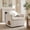 Beige-Acacia Wood-Foam, variant on Hemvt Swivel Accent Chair 360° Rotating, Chenille Upholstered Armchair with Curved Backrest & Padded Armrests, Ergonomic Vanity Chair for Living Room Bedroom Home Office Dining