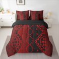 thumbnail image 2 of Homewish Adult Bohemian Abstract Bedding Comforter Set 7pcs, Red Black Hippie Aztec Queen Bedding Sets, Chic Old Fashion Reversible Queen Sheet Sets, Breathable Home Decor, 2 of 7