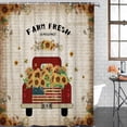 thumbnail image 5 of Polyester Fabric Shower Curtain, Red Truck Load of Sunflowers on Vintage Newspaper Background, Waterproof Bathtub Curtain Bathroom Decor Set with Hooks 48 x 72 Inches, 5 of 6