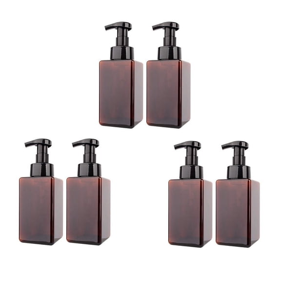 6 Pack Foaming Soap Dispenser 15Oz Refillable Foam Liquid Hand Soap Empty Plastic Pump Bottle Container - Brown 450Ml