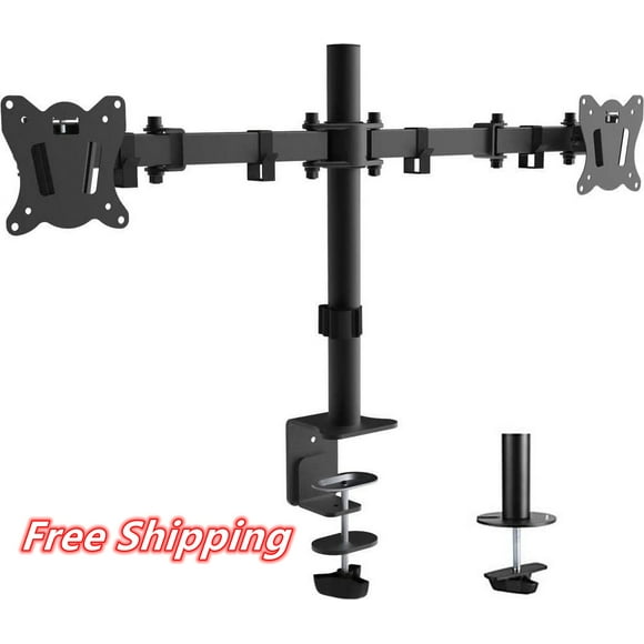 Dual Monitor Arm Fit 2 Screens Fully Adjustable Stand Heavy Duty, Dual Monitor Desk Mount Fits Two LCD LED 13 to 27 inch Monitor