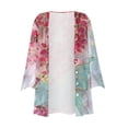 thumbnail image 3 of Sksloeg Women's Lightweight Open Front Cardigans 3/4 Sleeve Floral Printed Kimonos Casual Soft Drape Fall Cardigan Button Down T Shirts,Multicolor M, 3 of 6