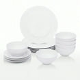 thumbnail image 2 of 18-Piece Service for 6 Dinnerware Set Lightweight Round Plate and Bowl Set White, 2 of 6