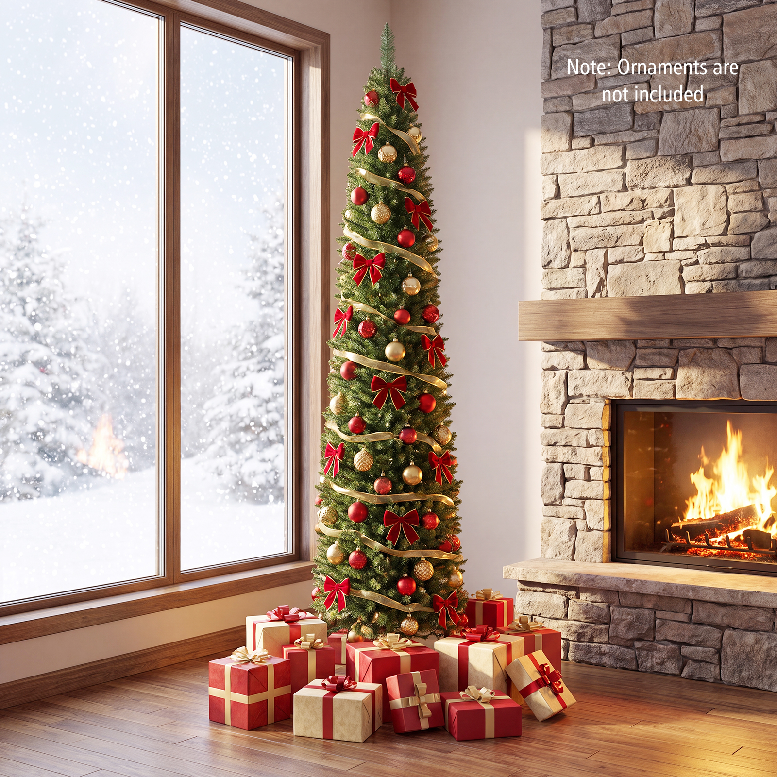 Costway 7 Ft Pre-Lit Pencil Christmas Tree with 200 LED Lights photo 2