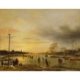 thumbnail image 2 of Aert van der Neer 24x20 Black Ornate Framed Double Matted Museum Art Print Titled: A Skating Scene (C.1655 - C.1660), 2 of 5