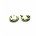 thumbnail image 6 of 14k Yellow Gold Natural Green Emerald Gemstone Huggie Hoop Earrings, 6 of 7