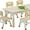 Wood color-7 Set47.2''L x 23.6''W), variant on Toddler Table and Chair Set, Height Adjustable Table and Chair Set of 7, 47.2''L x 23.6''W Multifunctional Toddler Table for Reading,Graffiti Desktop,Drawing, Eating, for Ages Over 4