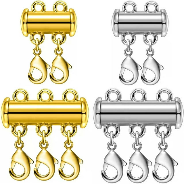 Xihbxyly Cierre Magnético para Collar, Cierre Deslizante de Tubo Fácil de Usar, Conector Multifilamento, Organizador de Joyas Antienredos, Accesorio para Manualidades, Latón Ligero, Juego de 4 Piezas