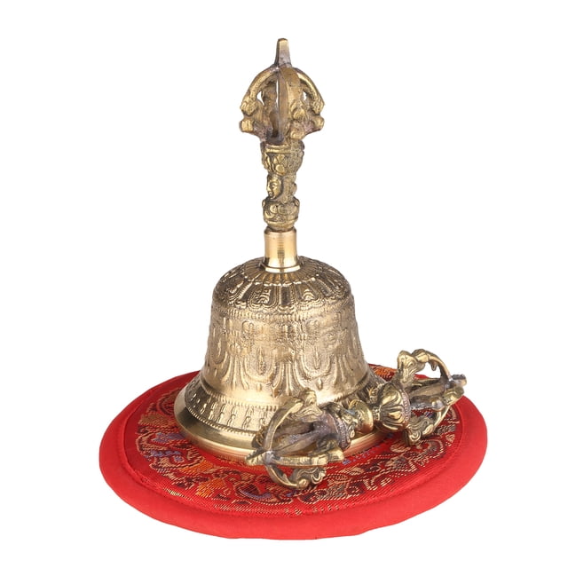 Campana de bronce Campana budista tibetana Campana de mano de bronce con relleno Vajra para oración de meditación TOMSHOO Campana de bronce