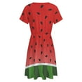 thumbnail image 5 of Watermelon Background with Seed Sundress Short Sleeve Dress Summer Women Clothes Dress for Women Dresses, 5 of 7