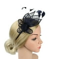 thumbnail image 3 of Tittly Head Scarf Fascinators Hats Women's Elegant Hat Strap Flower Feather Party Hat Hair Clip Headband Accessory Head Scarf Hair Accessories Navy One Size, 3 of 7