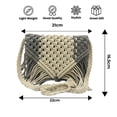 thumbnail image 4 of Maresse Bohemian Macrame Sling Bag - Handcrafted Grey & Cream Boho Purse with Fringe - Chic Eco-Friendly Shoulder Bag - Handmade Knitting & Weaving Boho Bag for Women, 4 of 5