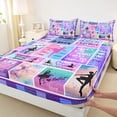 thumbnail image 3 of Feelyou Cute Ballet Dance Twin Sheet Sets, Purple Patchwork Plaid Bedding, 3pcs, 3 of 7