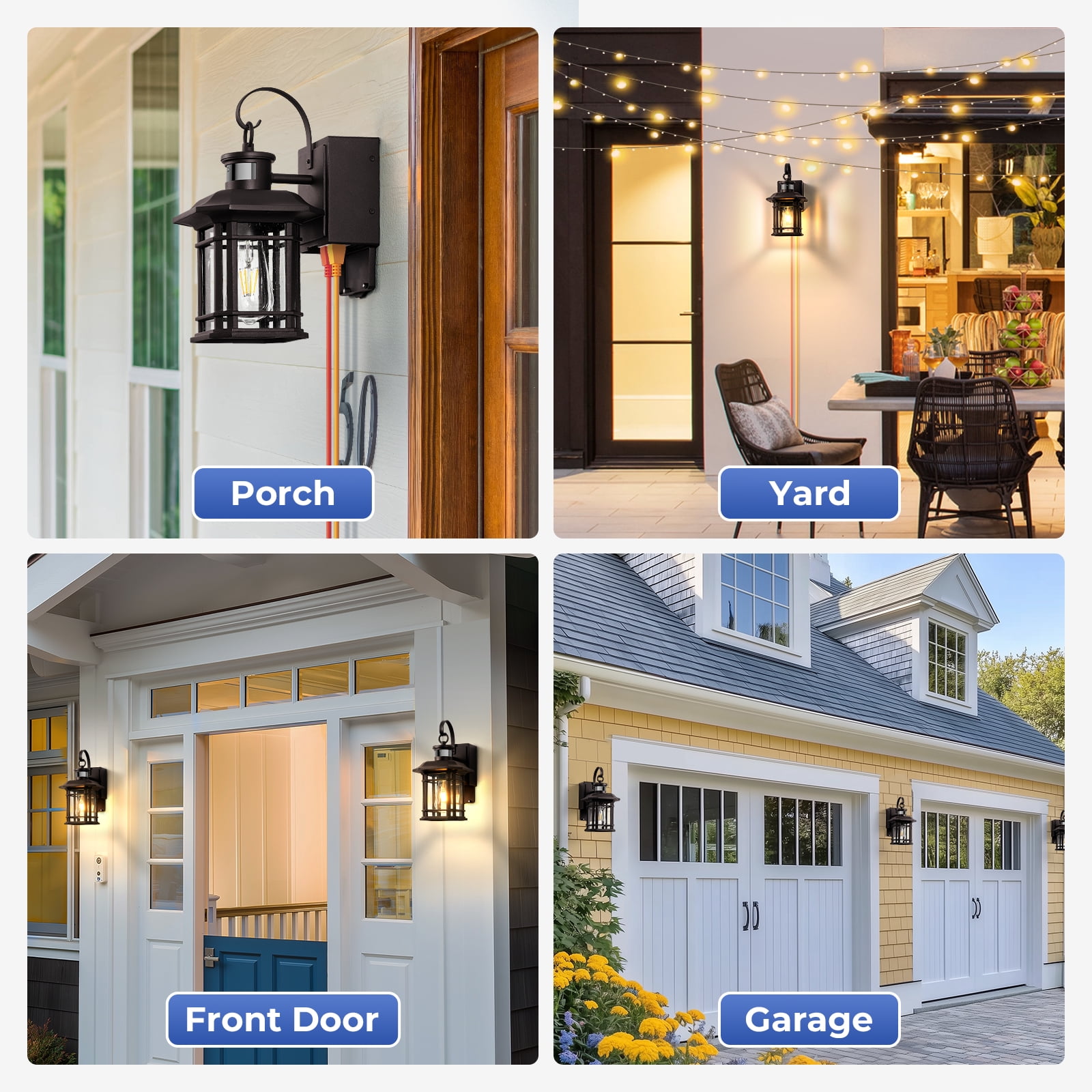 2 Pack Porch Light with GFCI Outlet, Dusk to Dawn Motion Sensor Outdoor Wall Lights with Outlet, Bronze Outdoor Light Fixture, Waterproof Outside Sconce Lights for House Garden Patio Garage