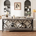 thumbnail image 3 of Fnova 70.9" Industrial Console Table, 2-Tier Wood Storage Narrow Sofa Table, Behind Couch with Metal Frame, for Living Room, Entryway, Foyer, Easy Assembly, 3 of 15