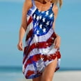 thumbnail image 2 of ibuvkizy Sundresses for Women 2025,4th of July Dress Women Casual Patriotic Midi Dress Red White and Blue Pattern Crewneck Dresses Sleeveless Breathable Tunic Dress Blue XXL, 2 of 4