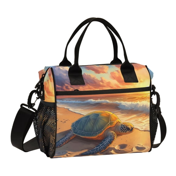 Lunch Bag Insulated Lunch Box Leakproof Reusable Cooler Tote Adjustable Shoulder Strap for Men Women Turtle Beach Sunset 9L