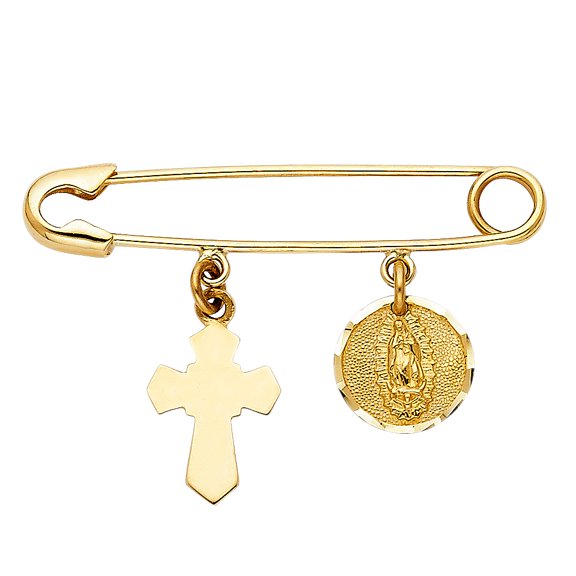14k Yellow Gold Vintage Hang on Safety Pin Pendant Clip Charm Jewelry Female Unisex