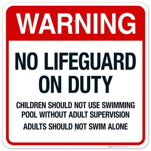 No Lifeguard On Duty Sign, Pool Sign, (SI-6611)