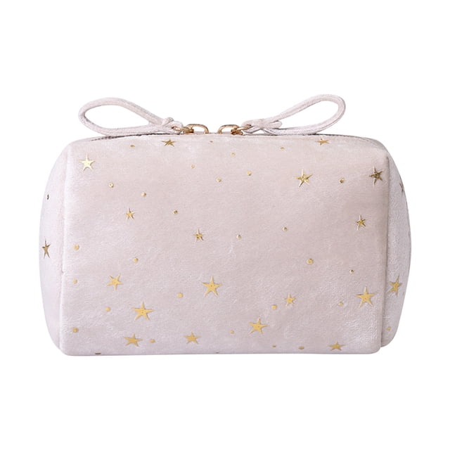 Neceser de terciopelo, neceser de viaje de franela, organizador de artículos de aseo portátil para pintalabios, joyas y accesorios, estuche de almacenamiento suave con cremallera para el hogar,
