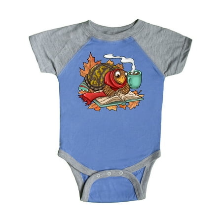 

Inktastic Autumn Turtle in Leaves with Scarf Book and Cocoa Gift Baby Boy or Baby Girl Bodysuit