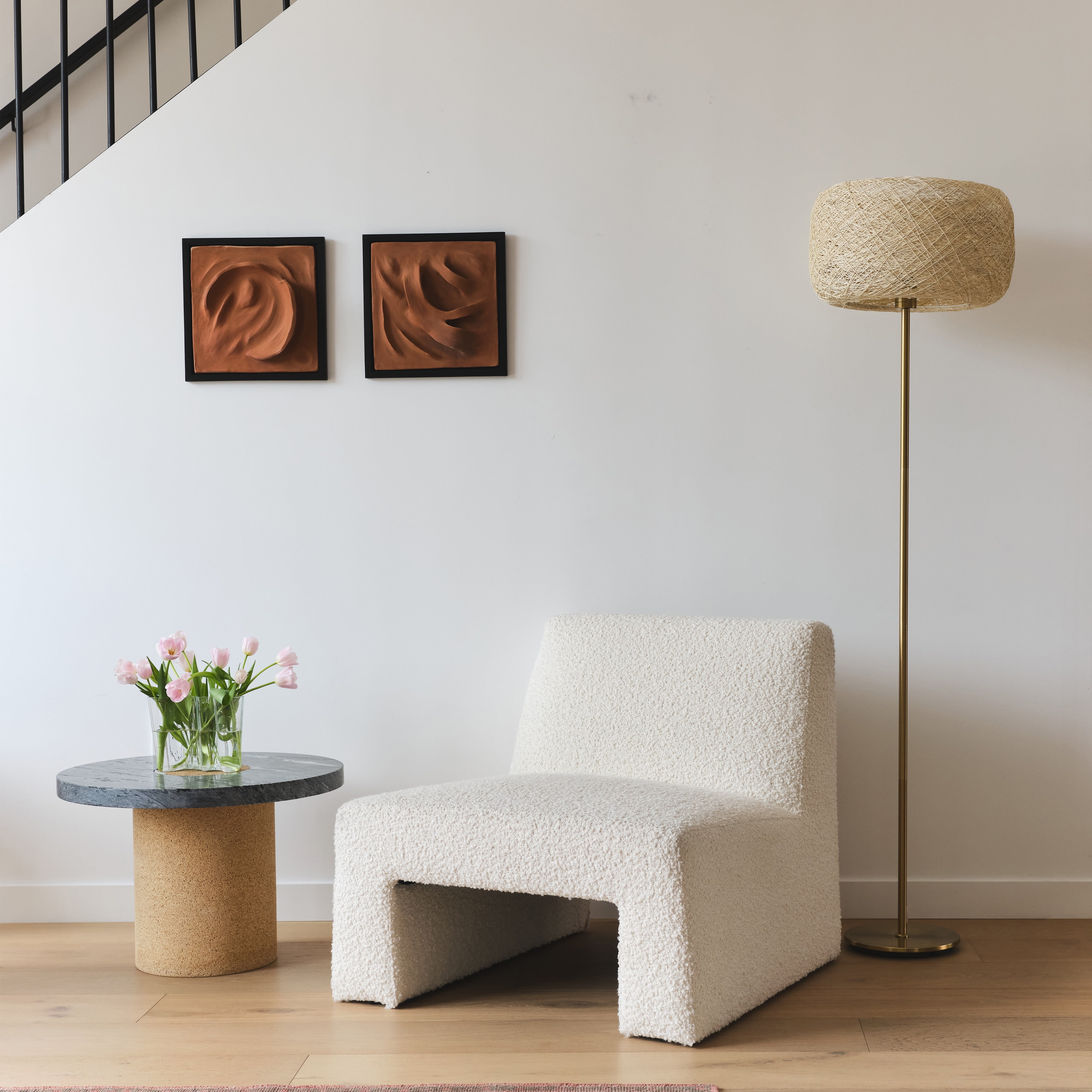 Brightech Rowan Elegant Floor Lamp – Modern Unique Thread Shade Matches Boho, and Mid-Century Décor – Free Standing LED Light for Living Rooms and Bedrooms – Tall Indoor Lamp Gets Compliments - Brass