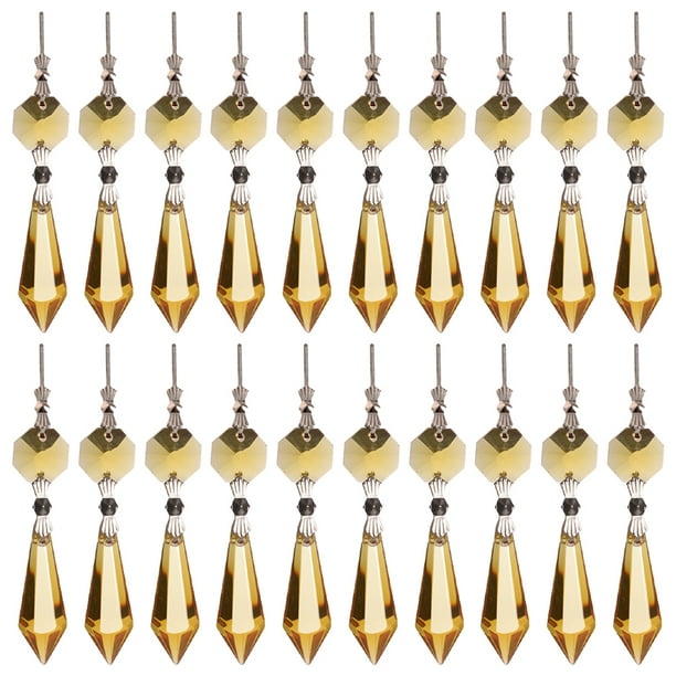 20 piezas de prismas de cristal de carámbano para candelabros con piezas de repuesto de luces de cristal con cuentas
