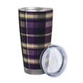 thumbnail image 2 of 20oz Car Cup Three-Piece Set Of Single Silver Edge No Smell Easy To Carry Heat Preservation For Daily Car Sports Travel Purple Buffalo Plaid Check Tartan Scotland_3, 2 of 8