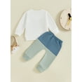 thumbnail image 5 of 2-Piece Toddler Baby Boys Fall Clothing Set 0 3 6 12 18 24 Months 2T 3T Letter Print Long Sleeve Round Neck Tops Pocket Long Pants Contrast Color Outfits, 5 of 9