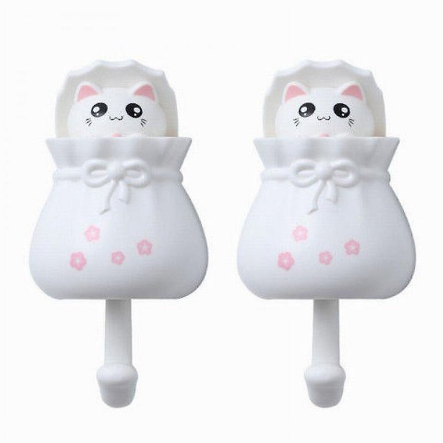 Gancho fuerte, soporte de pegamento, gancho para puerta, colgante de pared, gancho de pegamento sin perforaciones, cocina, baño, creativo, bonito gancho de gato blanco Rojo Verde Cocina, Decoración y Otros