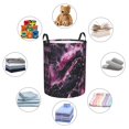 thumbnail image 6 of Circular Hamper Single Layer Laundry Basket Storage Basket Waterproof Single Layer Fabric With Handle Pe Support Strip Darkmagenta Marble_2 Small, 6 of 8