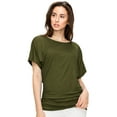 thumbnail image 2 of Made by Johnny Women's Dolman Drape Top with Side Shirring XXL OLIVE, 2 of 6