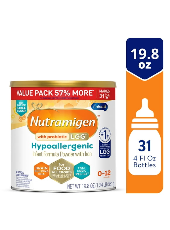 Nutramigen Hypoallergenic Baby Formula,Lactose Free,Colic Relief from Cow's Milk AllergyStars in 24 Hours, Brain Building Omega-3 DHA,Probiotic LGGfor Immune Support, 19.8 Oz