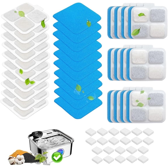 44Pack Replacement Filters for Oneisall 10L/2.64Gal Stainless Steel Dog Water Fountain, Includes 22 Filters & 22 Sponges