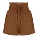 thumbnail image 2 of Pantalones Cortos de para Mujer, de Cintura Alta, con Pierna , Cómodos y Elásticos para Playa y Verano. Color Café L, 2 of 6
