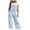 Blue, variant on CAIXIA Women's Baggy Adjustable Strap Denim Bib Overalls Barrel Jeans Casual Loose Wide Leg Denim Pant Jumpsuits,Pink