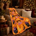 thumbnail image 3 of pointed-hat character Hat Cats With confection illustrations And Moons, Soft Flannel Blanket, Playful autumn celebration Cartoon Home Decor for Bedroom and Living Room, Housewarming Gift, 3 of 7