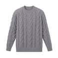 thumbnail image 5 of Babcutegg Mens Cable Knit Sweater Crew Neck Long Sleeve Pullover Thick Warm Casual Sweaters Size 2XL, 5 of 6