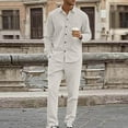 thumbnail image 3 of RUTAYY Men's Outfits Long Sleeve Solid Color Casual Shirts Tops Pants Indoor Outdoor Activities Classic Chic Sets, 3 of 5
