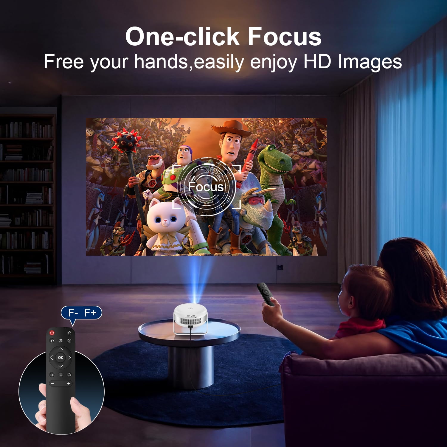 Projector,AILKIN Portable Mini Smart Projector 4K Outdoor Movie Home Theater,Remote Control Focus 5G 1280P with 130" Projector with Wifi and Bluetooth Compatible iOS/Android 12.0
