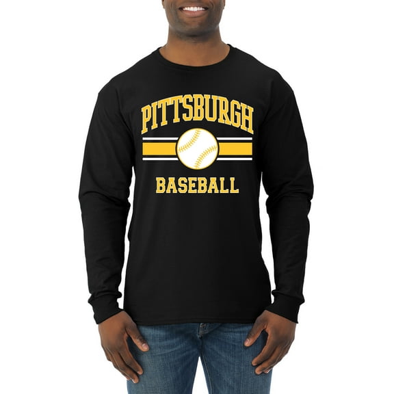 Wild Bobby City of Pittsburgh Baseball Fantasy Fan Sports Men's Long Sleeve T-Shirt, Black, Small