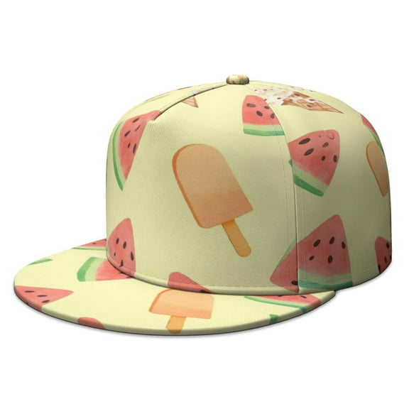 Ice Cream Snapback Hat Flat Bill Hat for Social Gatherings