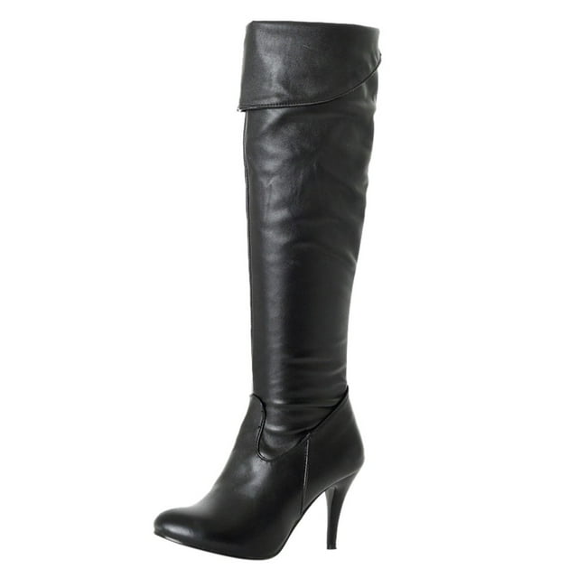 jovati Bottes au-Dessus du Genou à Talons Hauts Fins pour Femmes, Bottes Longues de Neige Mode, Chaussures d'Hiver Chaudes