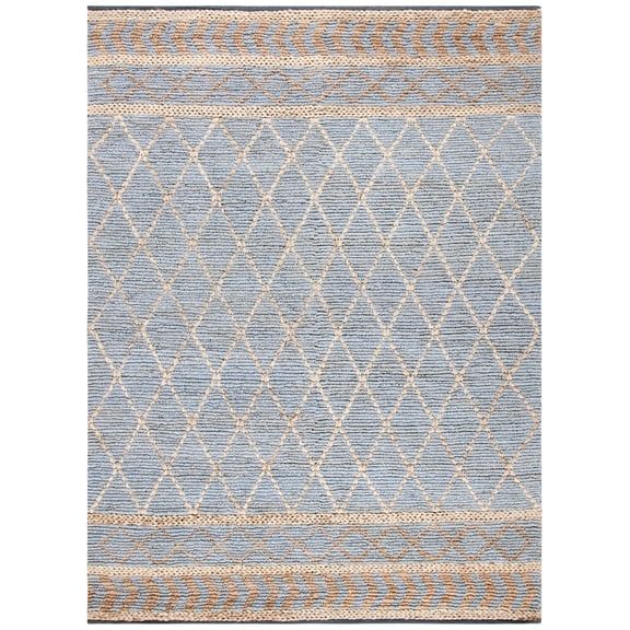 SAFAVIEH Natural Fiber Beaumont Geometric Area Rug, Natural/Blue, 8' x 10'