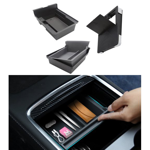 3Pcs Center Console Organizer for Tesla Model 3 Accessories For 2017-2024 Hidden Drawer Armrest Storage Box Except Highland