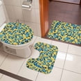 thumbnail image 5 of Pastoral Plant Bathroom Rugs Set Blue Leaf Branch Yellow Background Non Slip Absorbent Soft Bath Mats 3 Piece Set with Bathroom Rug, U-Shaped Floor Mat, Toilet Seat Cover Large Size, 5 of 9