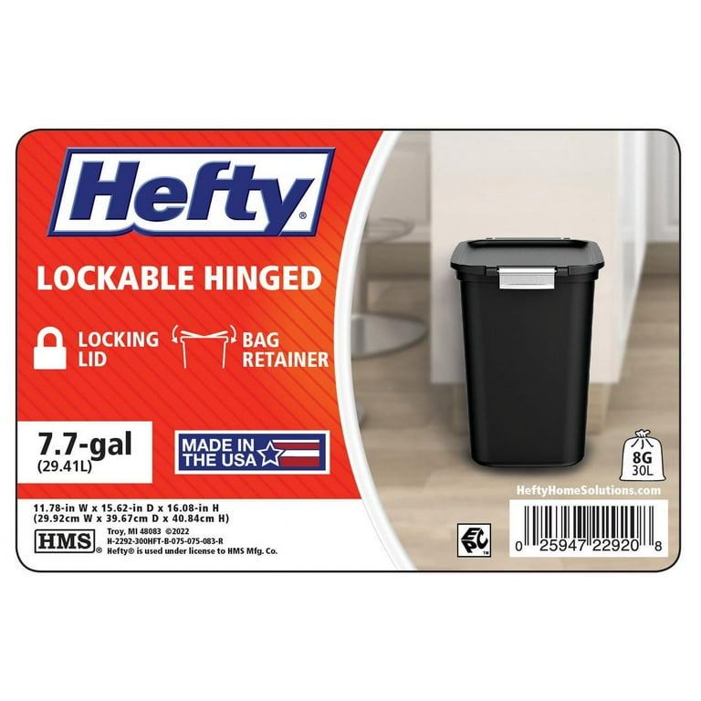2 pack) Hefty Kitchen Trash Can, 7.7 Gallon Plastic Lift Top