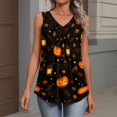 thumbnail image 5 of IMENGL Women's Slim-Fit Camisole Casual Halloween V Neck Vest Shirts | Pumpkin Graphic Shirt Halloween Print Layering Halloween Outfit Sleeveless Soft Tank Top for Womens,M-XXL, 5 of 7